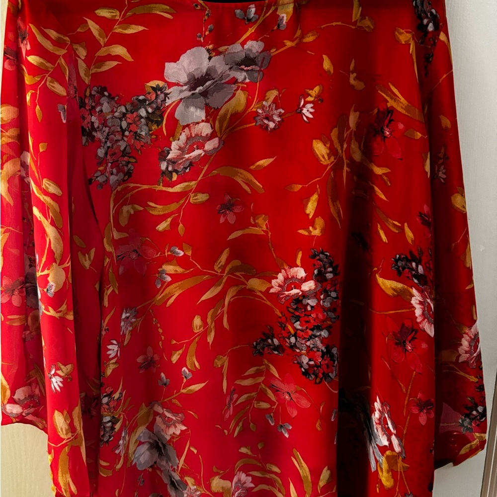 Avenue Red Floral Top with Red Cami